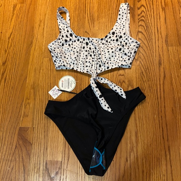 NWT Cutout Dalmatian Print Swimsuit - Picture 3 of 4